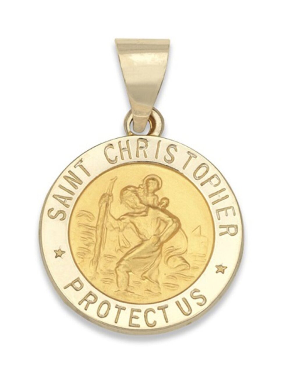 14K Hollow Yellow Gold St. Christopher Pendant 3/4”. Medal Only